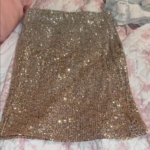 Chelsea & Violet Sparkling Gold Pencil Skirt